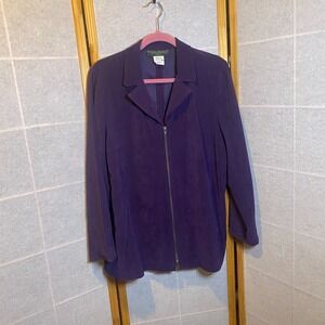 Harve Benard Purple Faux Suede Zip Front Blazer Jacket Womens 14W